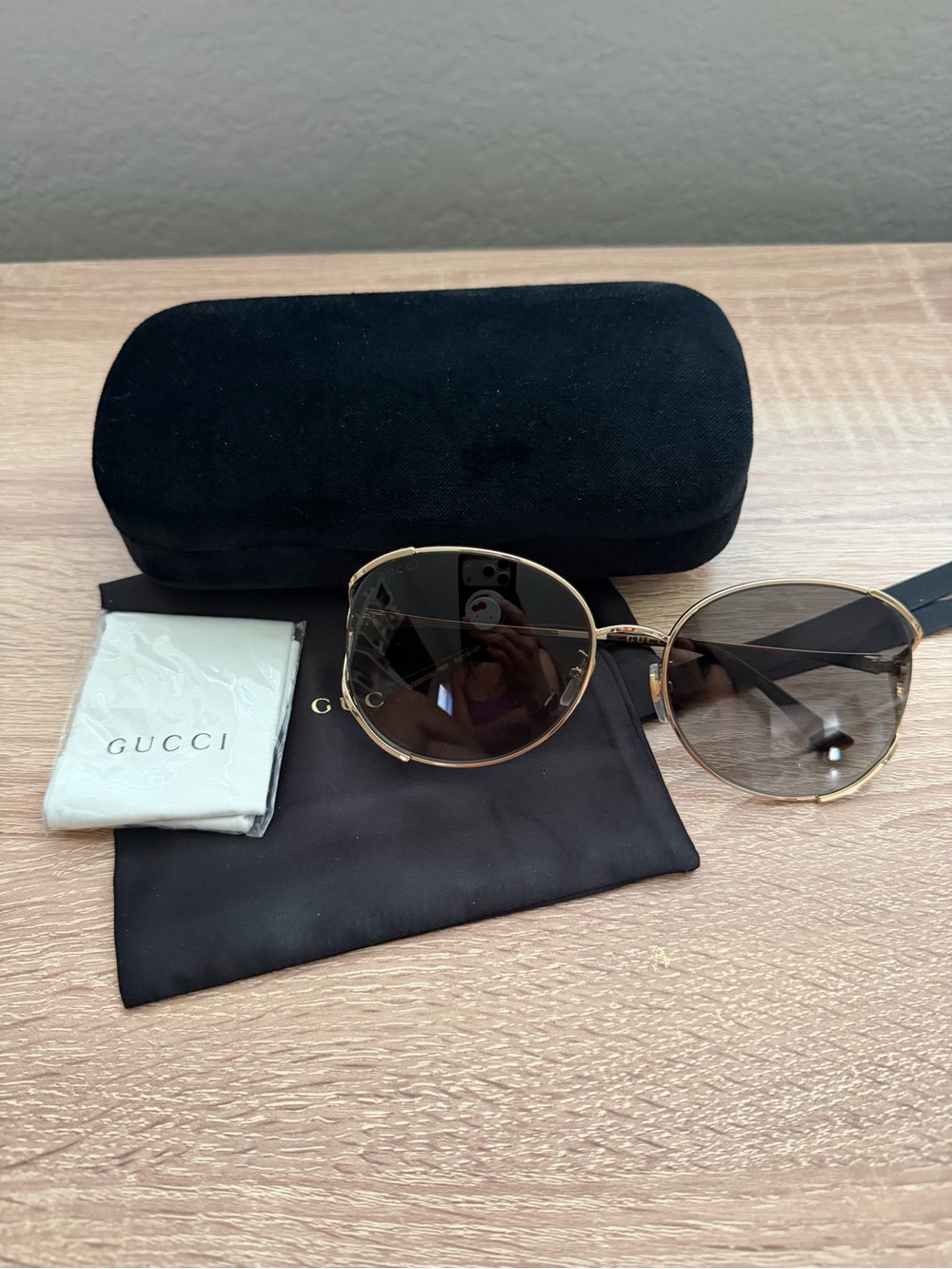 Gucci Gold Frame Round Sunglasses - GG0650SK
